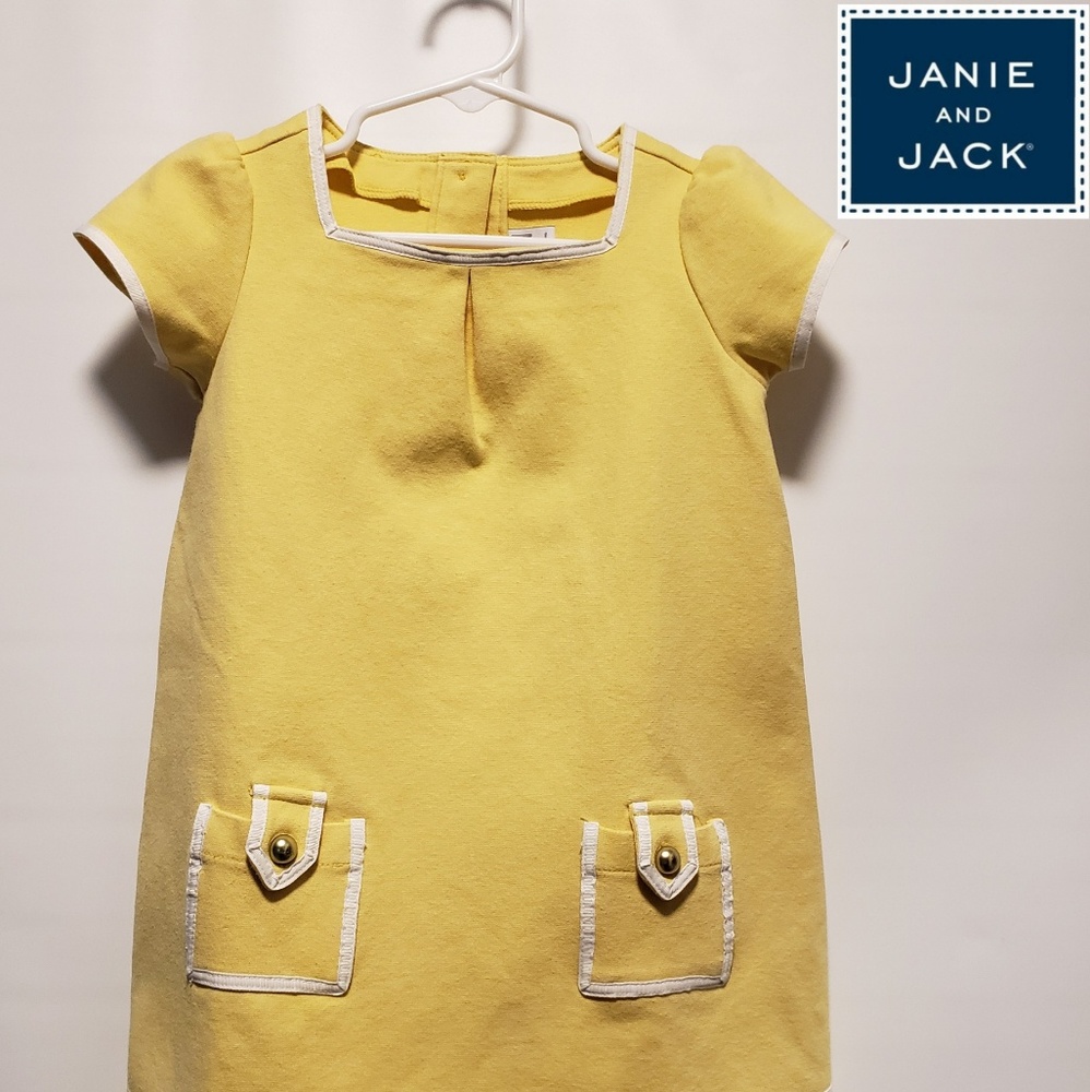 Janie and Jack Girl's Yellow w White Dress Size 2T